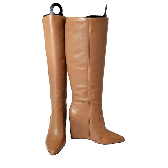 BCBGMAXAZARIA Rachel Knee High Wedge Leather Boots 7B/37 New In Box - Picture 3 of 9